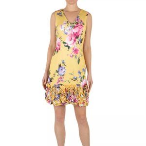 Donna Ricco Floral-Print Gathered-Hem Sheath Dress